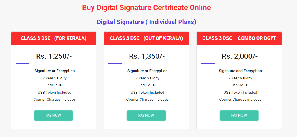 DIgital Signature Price Plans